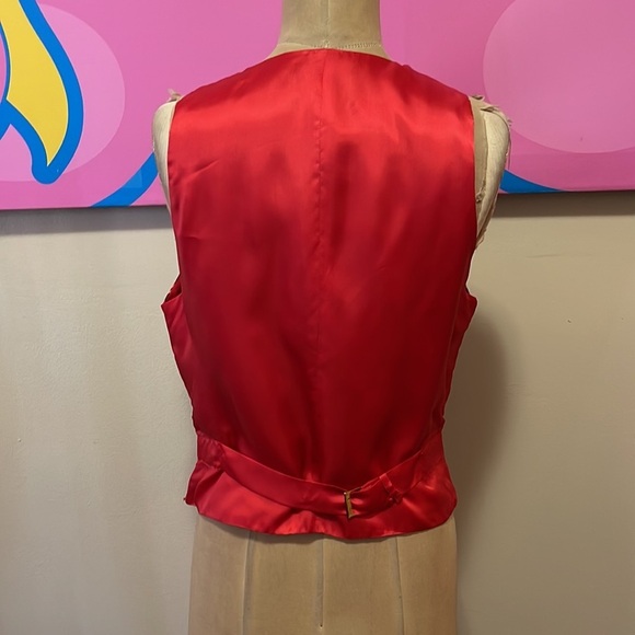 Moschino Red Tartan Plaid Wool Vest - Picture 7 of 12